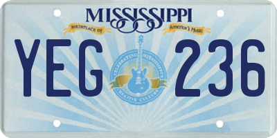 MS license plate YEG236