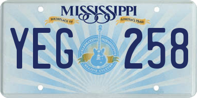 MS license plate YEG258