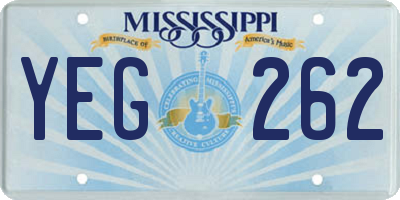 MS license plate YEG262