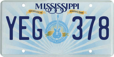 MS license plate YEG378