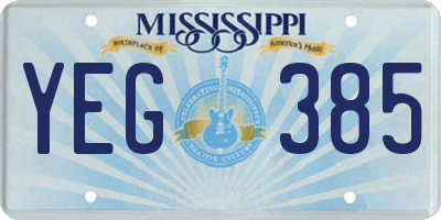 MS license plate YEG385