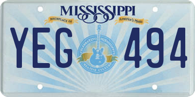 MS license plate YEG494
