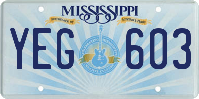 MS license plate YEG603