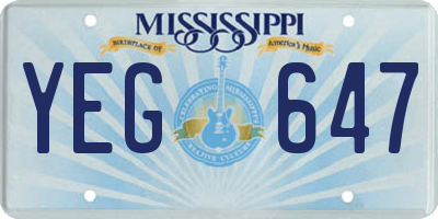 MS license plate YEG647