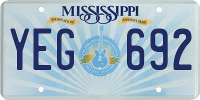 MS license plate YEG692