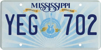 MS license plate YEG702