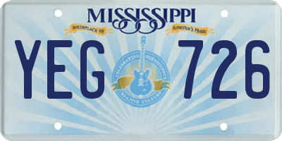 MS license plate YEG726