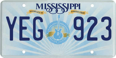 MS license plate YEG923