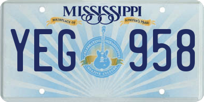 MS license plate YEG958