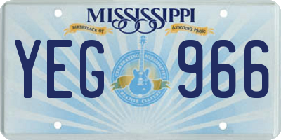 MS license plate YEG966