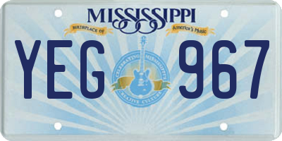 MS license plate YEG967