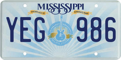 MS license plate YEG986