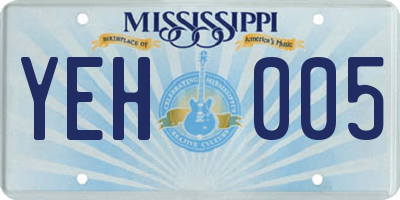 MS license plate YEH005