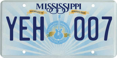 MS license plate YEH007