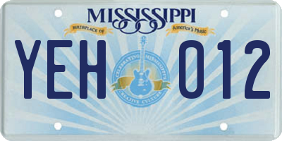 MS license plate YEH012