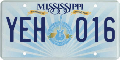 MS license plate YEH016