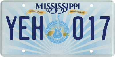 MS license plate YEH017