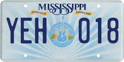MS license plate YEH018