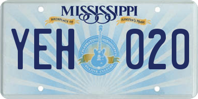 MS license plate YEH020