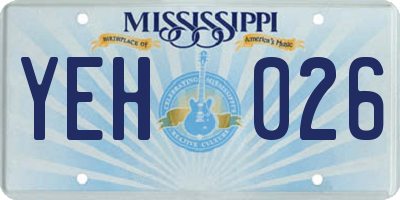 MS license plate YEH026