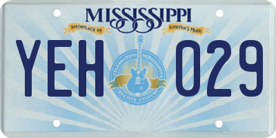 MS license plate YEH029