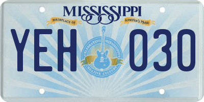 MS license plate YEH030