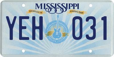 MS license plate YEH031