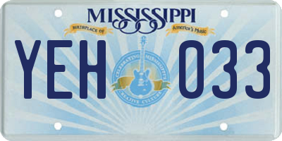MS license plate YEH033