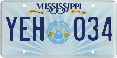 MS license plate YEH034