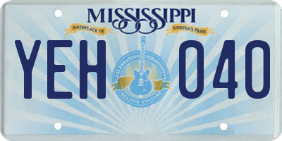 MS license plate YEH040