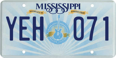 MS license plate YEH071