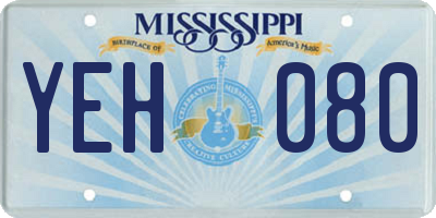 MS license plate YEH080