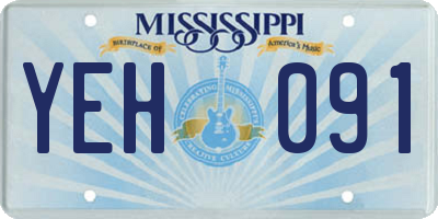 MS license plate YEH091