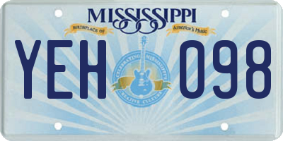 MS license plate YEH098