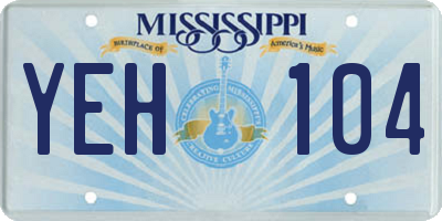 MS license plate YEH104