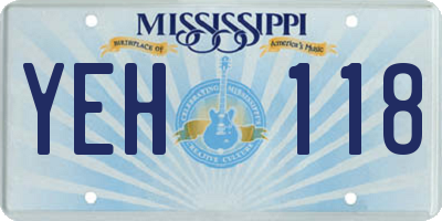 MS license plate YEH118
