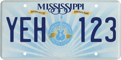MS license plate YEH123