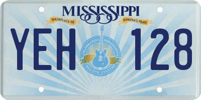MS license plate YEH128