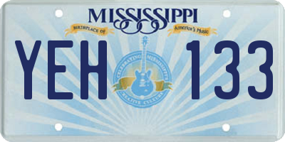 MS license plate YEH133