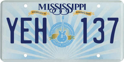 MS license plate YEH137