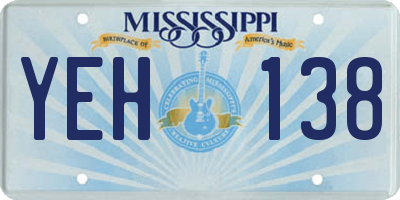 MS license plate YEH138