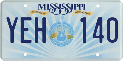 MS license plate YEH140