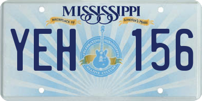 MS license plate YEH156