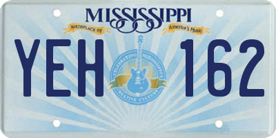 MS license plate YEH162