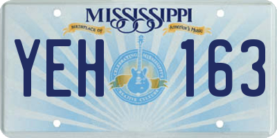 MS license plate YEH163