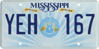 MS license plate YEH167