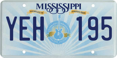 MS license plate YEH195