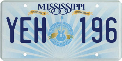 MS license plate YEH196