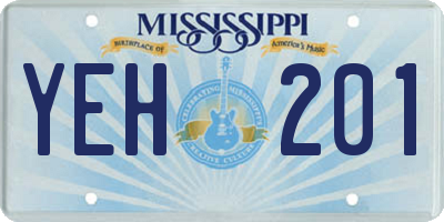 MS license plate YEH201