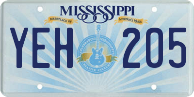 MS license plate YEH205